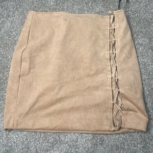 Brown suede mini skirt